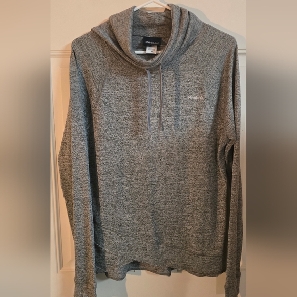 Women's Size Med Gray Long-Sleeved, Cowl Neck Pullover With KrisCross Front. - Picture 4 of 12